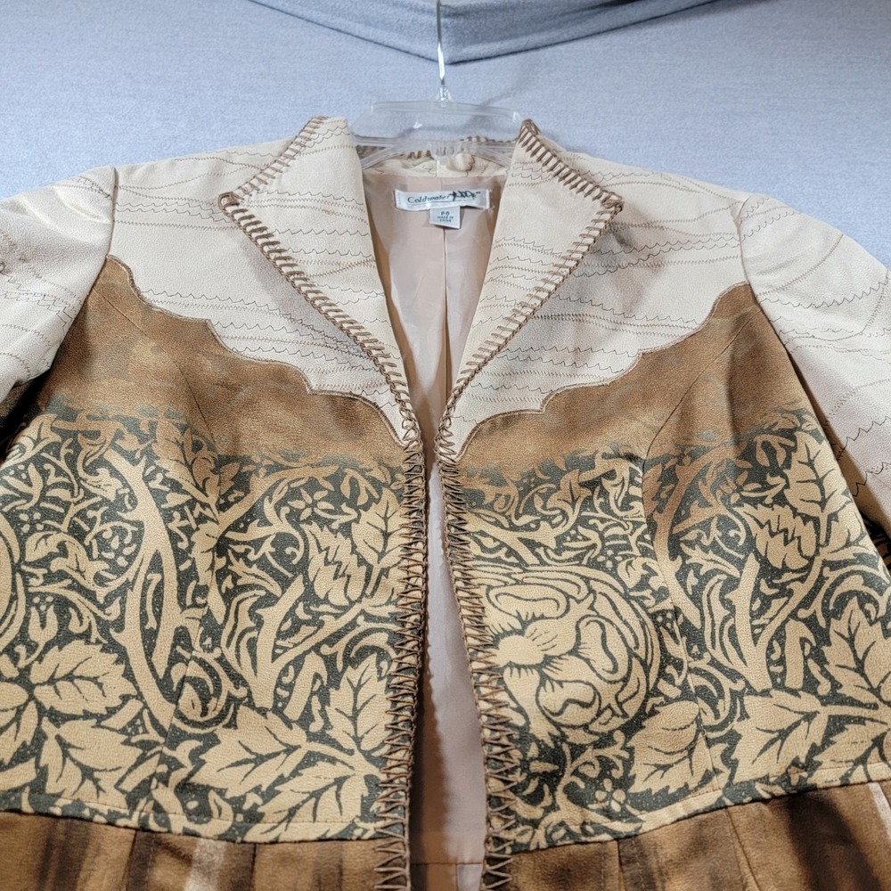 Coldwater Creek Artwear Blazer Womens P6 Good Western Faux Suede Floral Jacket - Picture 3 of 16